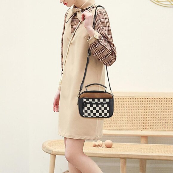 Checkered Crossbody Bags for Women Plaid Womens Cross Body Purses Checkerboard L - Picture 2 of 6